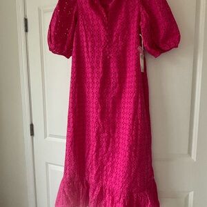 Vibrant Pink Eyelet Dress
